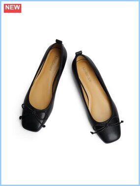 Womens Flats Faux Leather Bow Slip On Ballet Dress Shoes